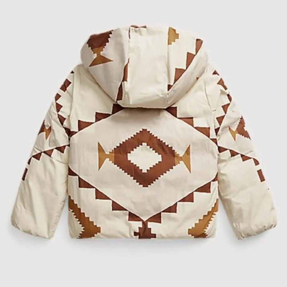Polo Ralph Lauren Girls Water-Repellent Down Quarter-Zip Southwestern Jacket -6X